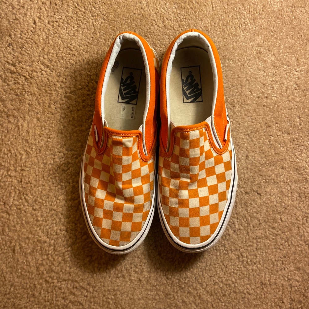 Size 8 Orange Checkered Vans